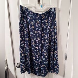 90s Vintage blue floral skirt